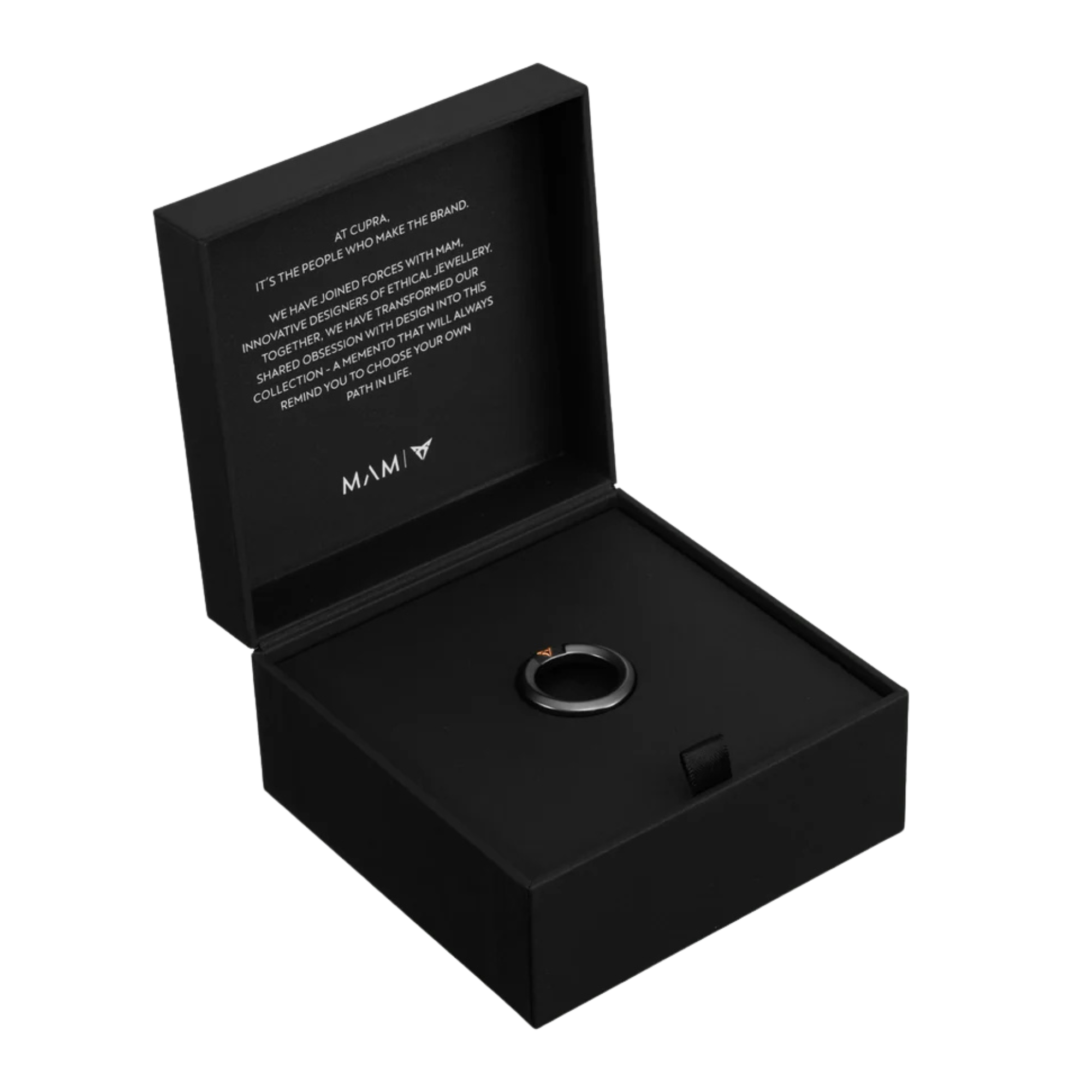 Anillo MAM x CUPRA | Cobre cadena rutenio, diseño técnico paramétrico, unisex