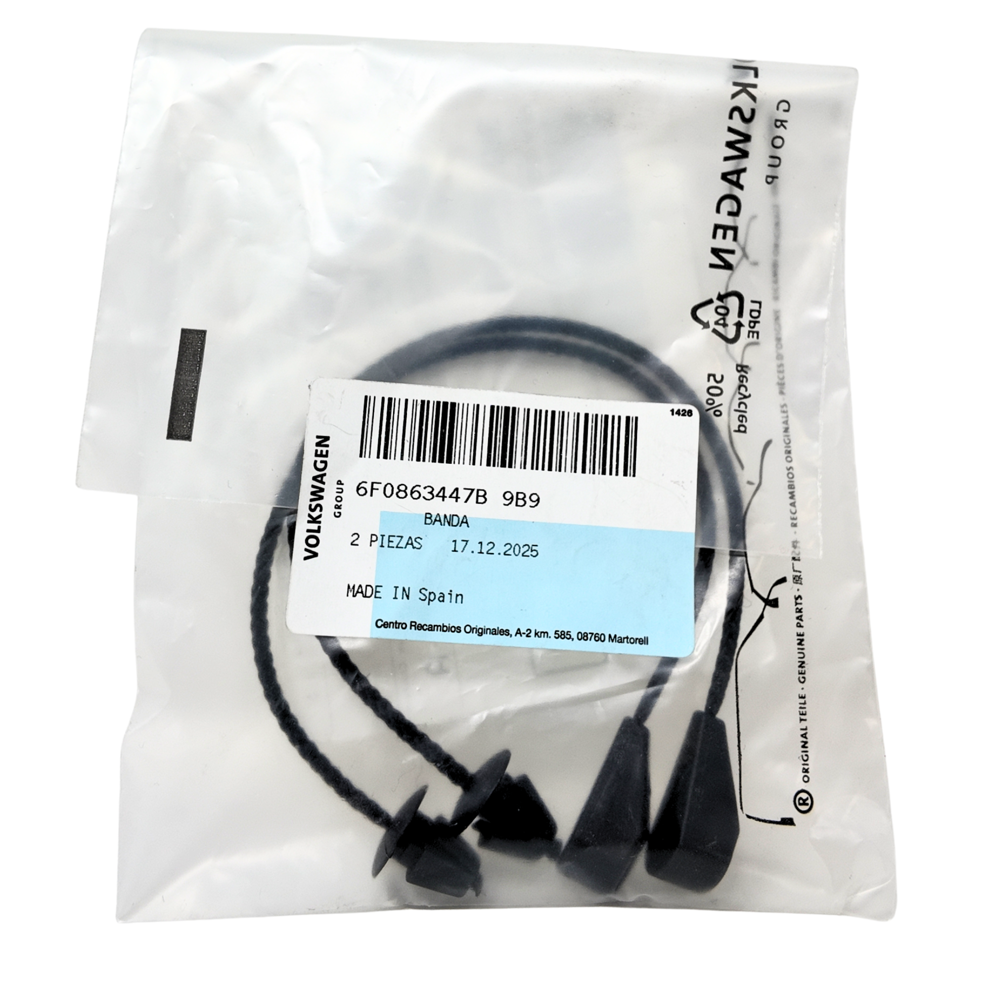 Pack bandas retentoras maletero SEAT Ibiza | 2 unidades originales (6F0863447B)