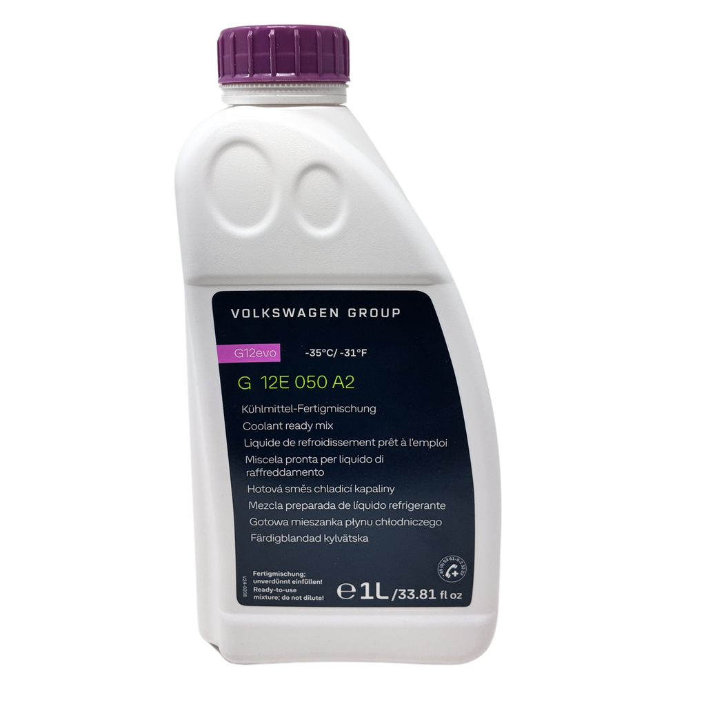 Botella de anticongelante G12 EVO Volkswagen original 1 litro (anticongelante rosa).
