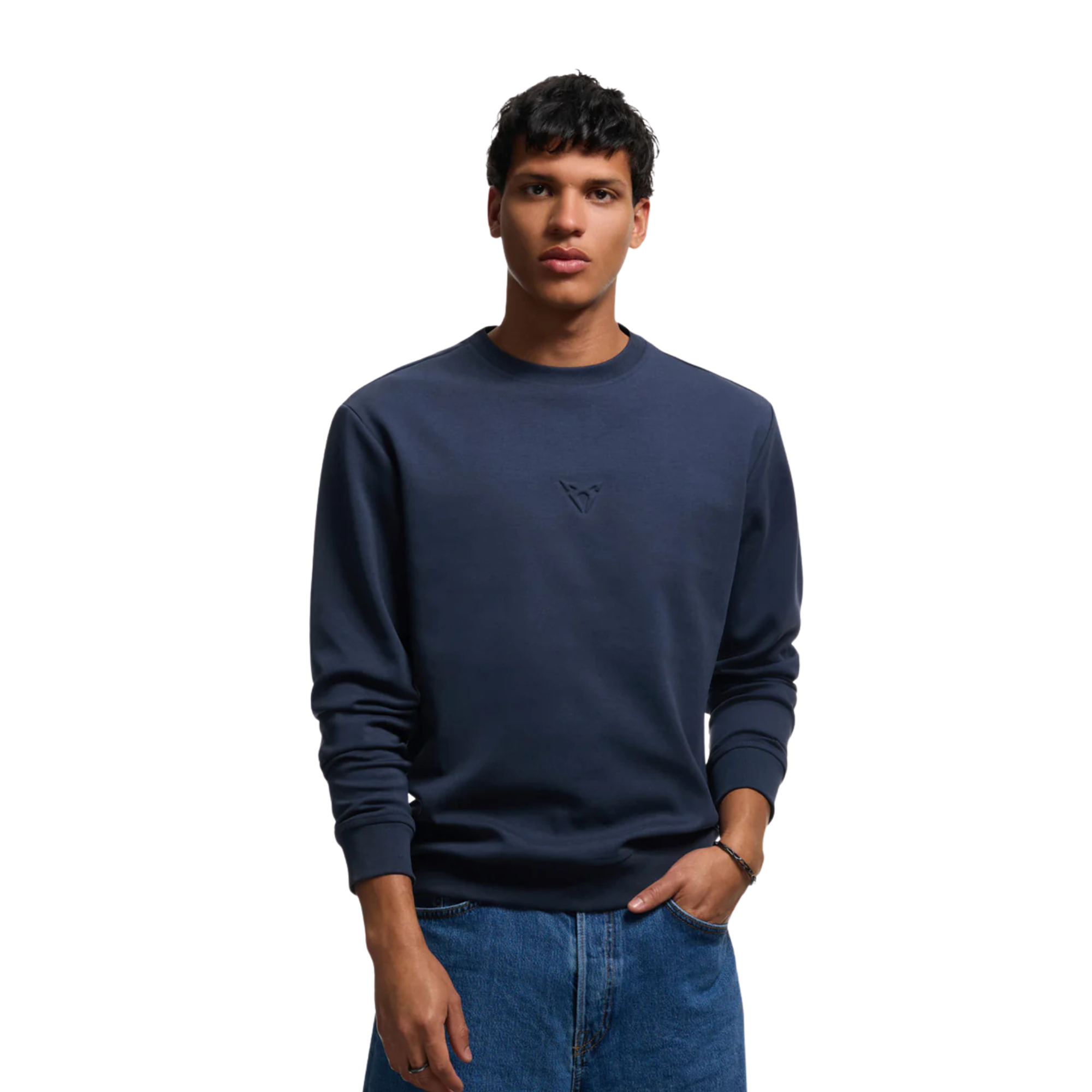 Sudadera embossed CUPRA | Unisex Azul Moonslate, logo relieve, 85% algodón orgánico