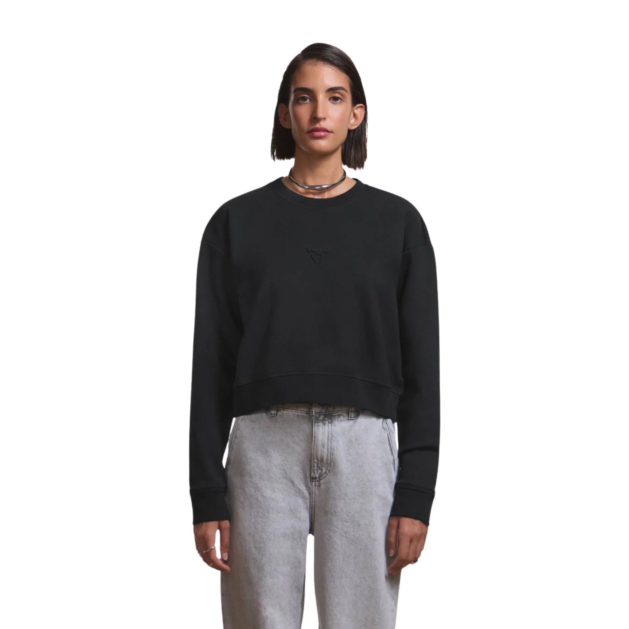 Sudadera cropped CUPRA | Mujer Negro logo embossed, algodón orgánico 85%