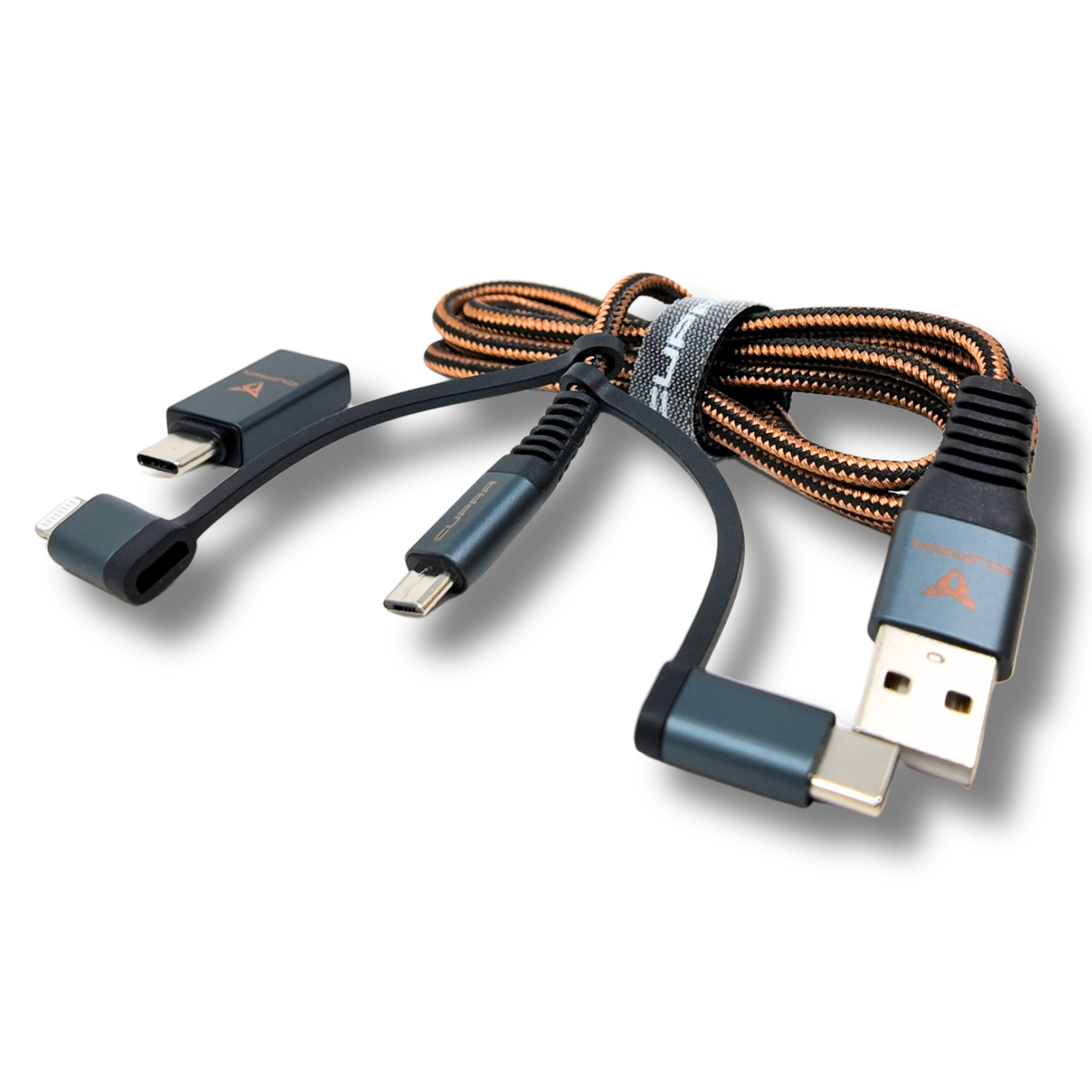Cable carga 3 en 1 CUPRA 1m USB-C/Micro/Lightning 2.4A (000051444AR)