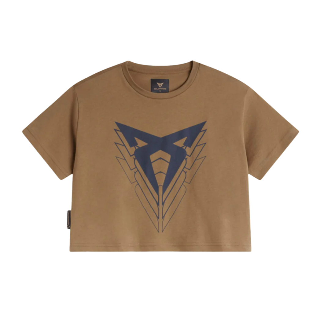 Camiseta cropped CUPRA Big Logo | Mujer Marrón Tobacco 100% algodón orgánico