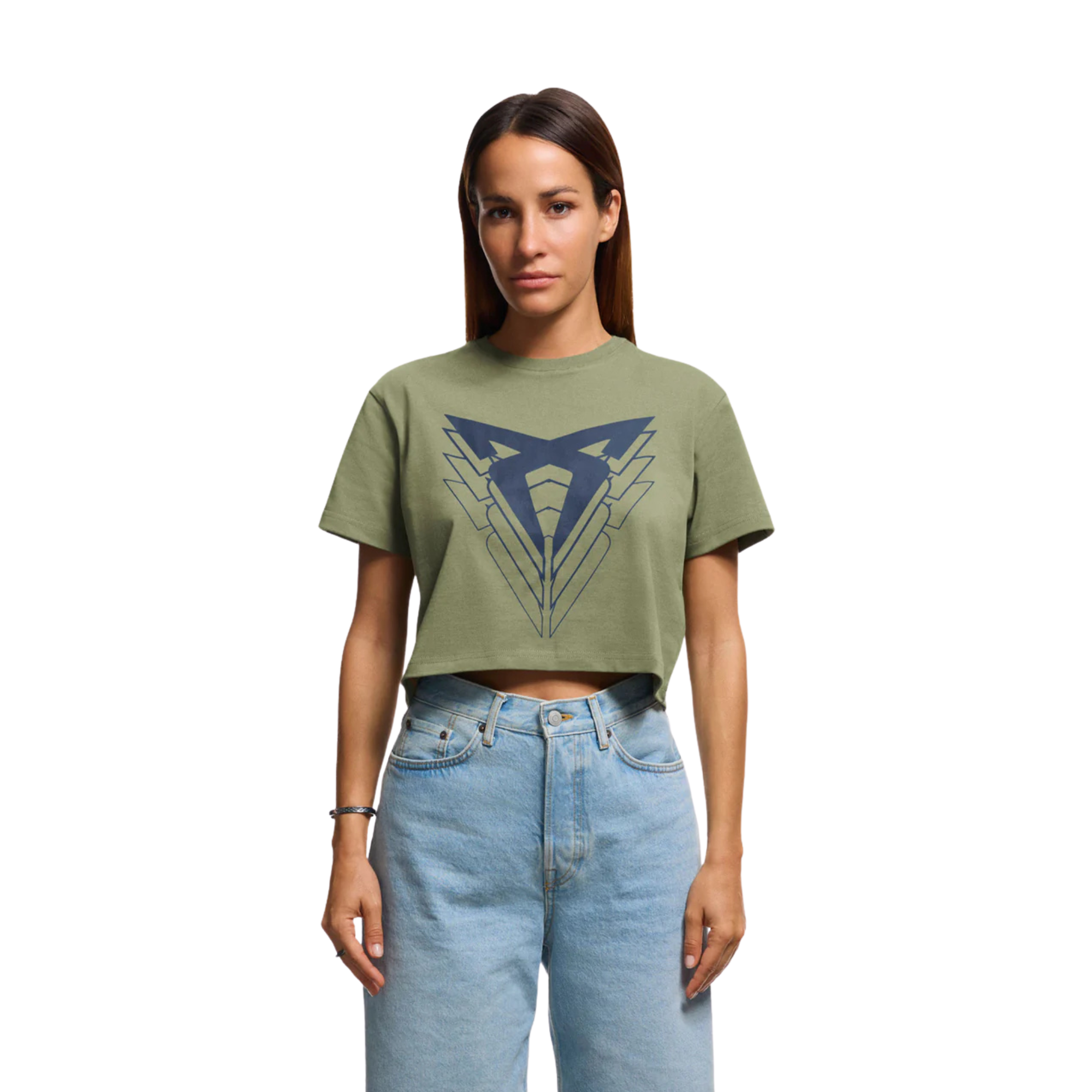 Camiseta cropped CUPRA Big Logo | Mujer Verde Río 100% algodón orgánico