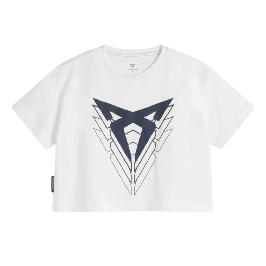 Camiseta cropped CUPRA Big Logo | Mujer Blanco 100% algodón orgánico