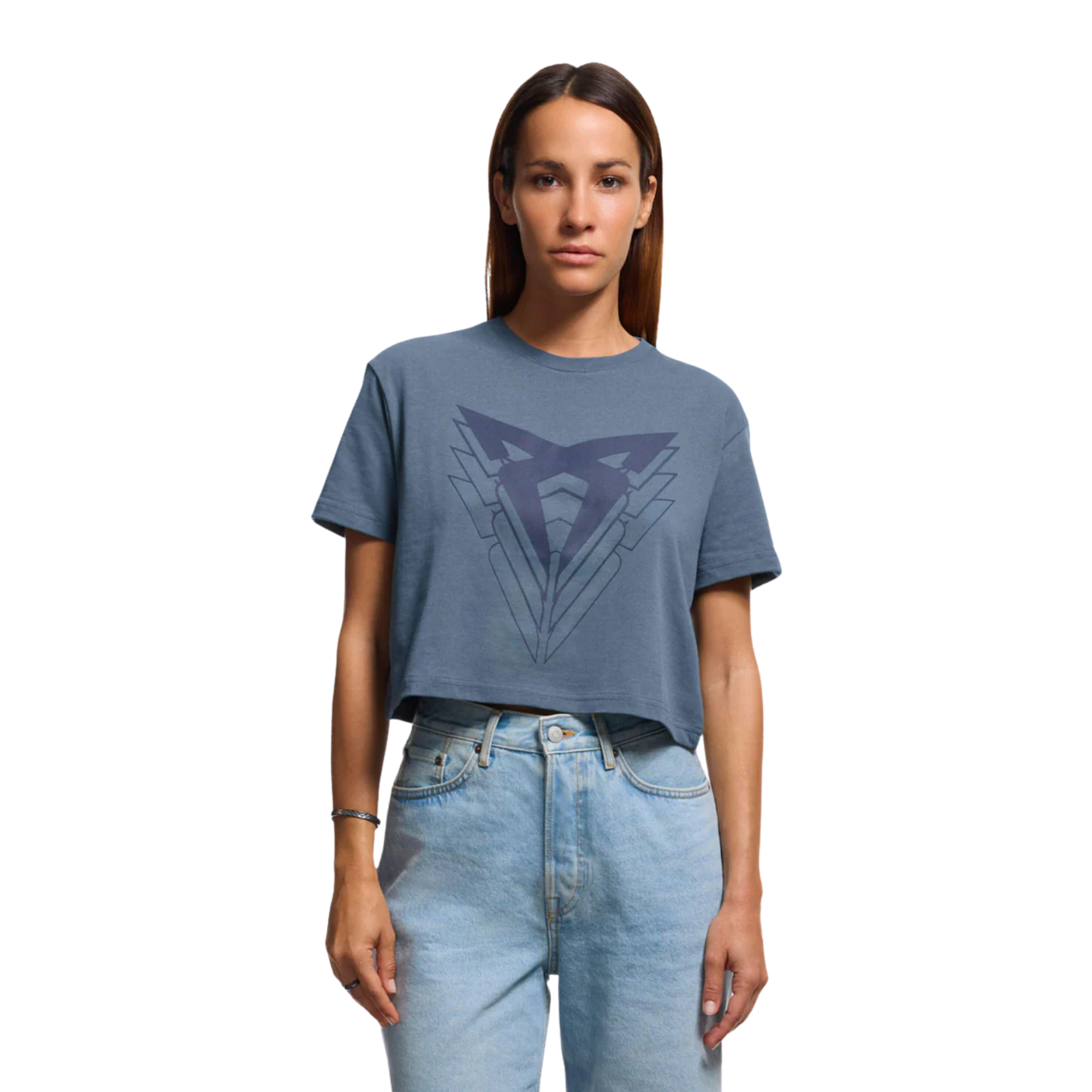 Camiseta cropped CUPRA Big Logo | Mujer Gris Enceladus 100% algodón orgánico