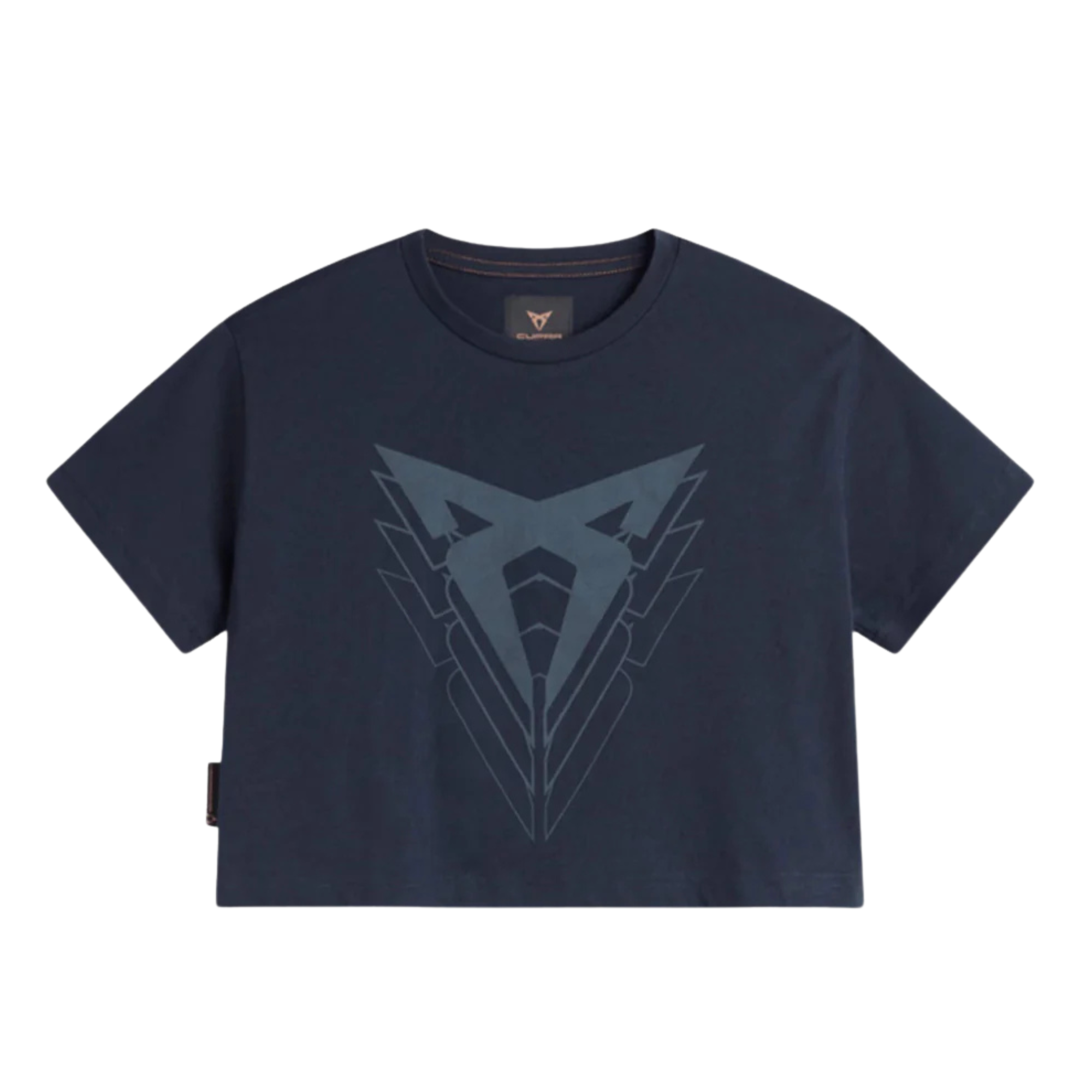 Camiseta cropped CUPRA Big Logo | Mujer Azul Moonslate 100% algodón orgánico