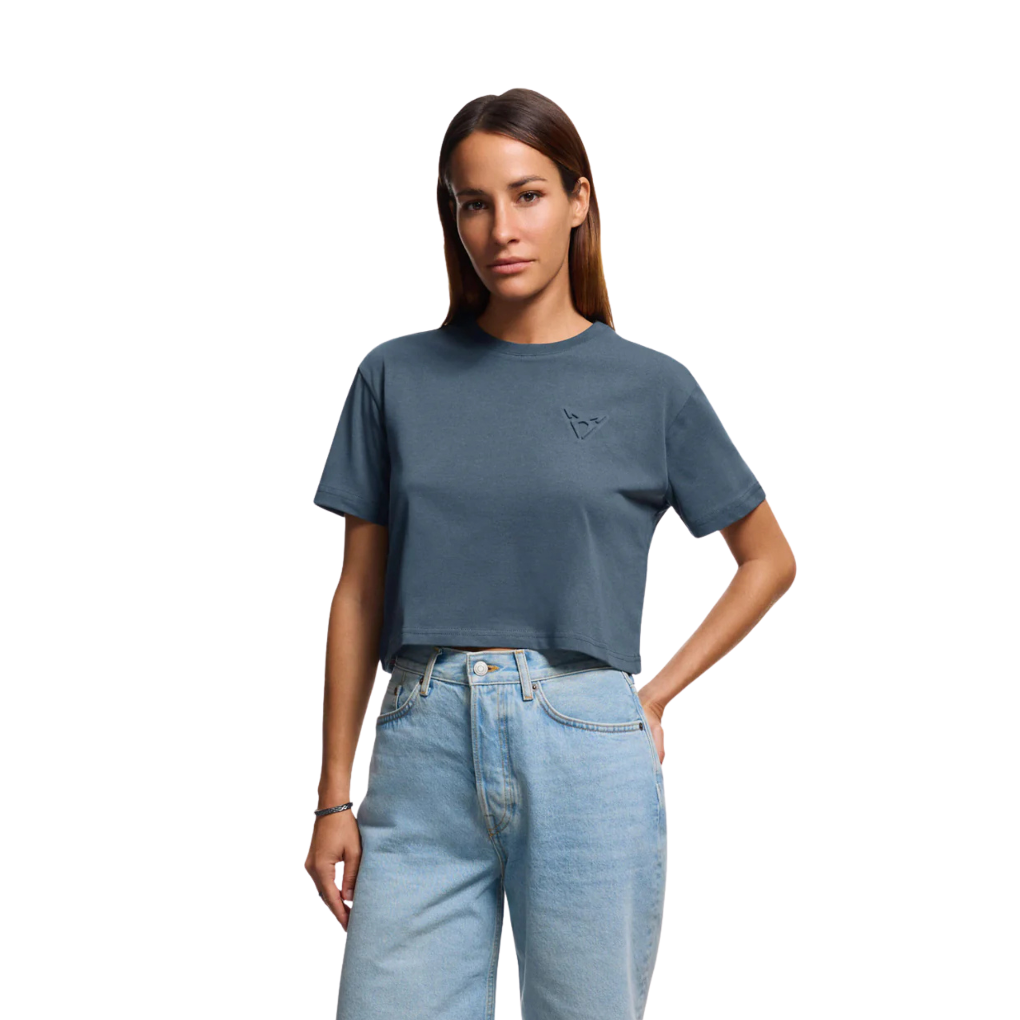 Camiseta embossed cropped CUPRA | Mujer Gris Enceladus 100% algodón orgánico