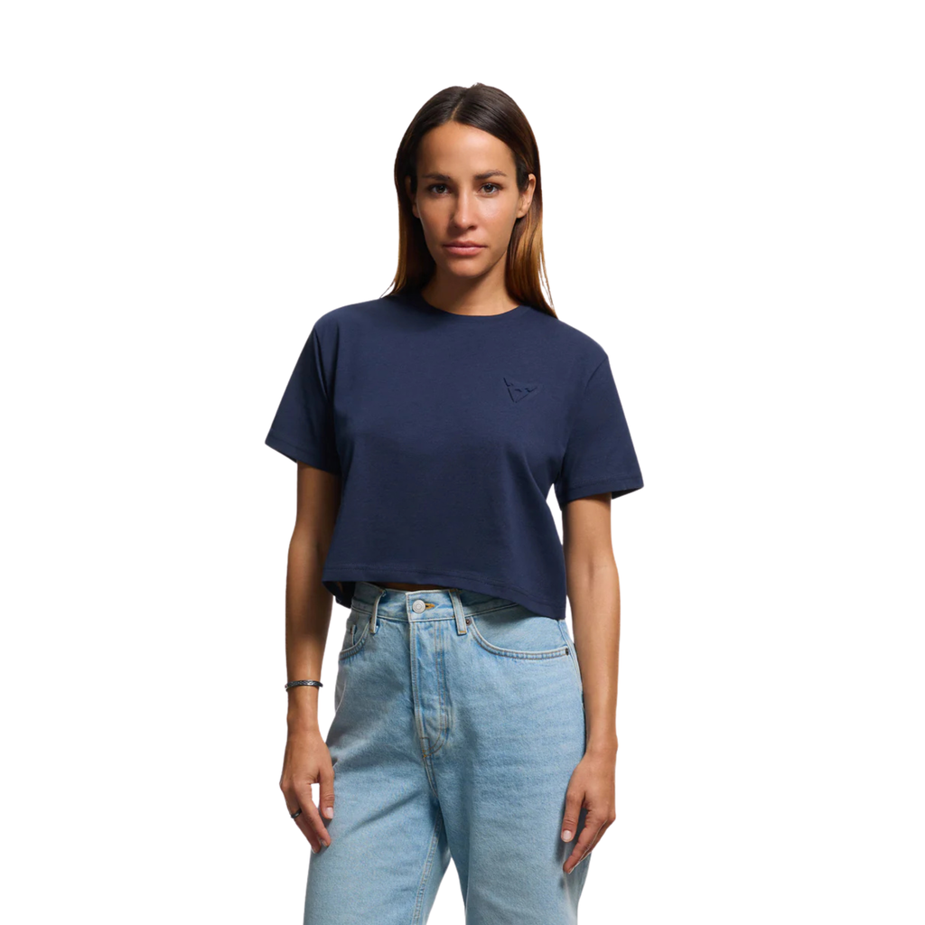 Camiseta embossed cropped CUPRA | Mujer Azul Moonslate 100% algodón orgánico