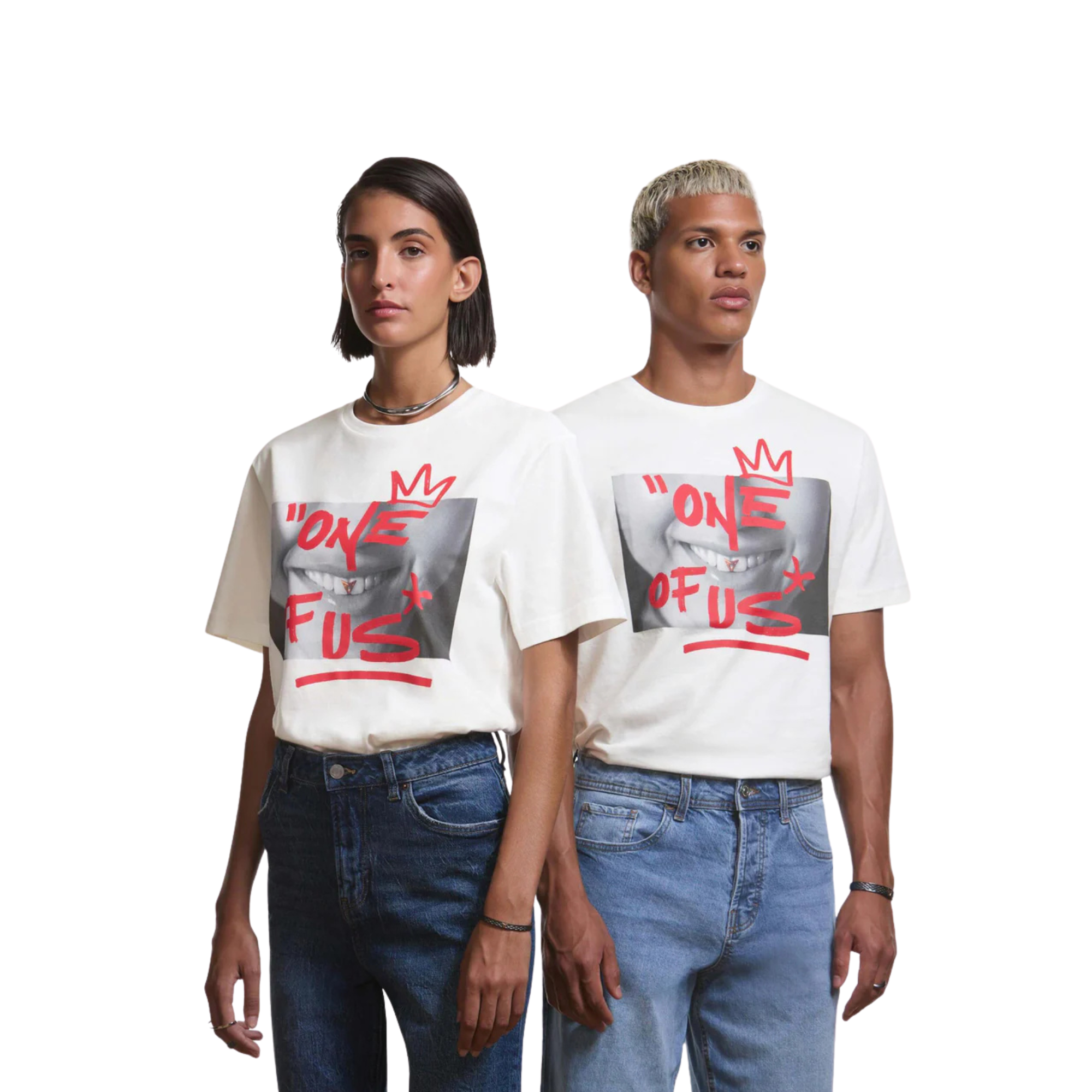 Camiseta One of Us CUPRA | Unisex blanca, 100% algodón orgánico, campaña Rosalía