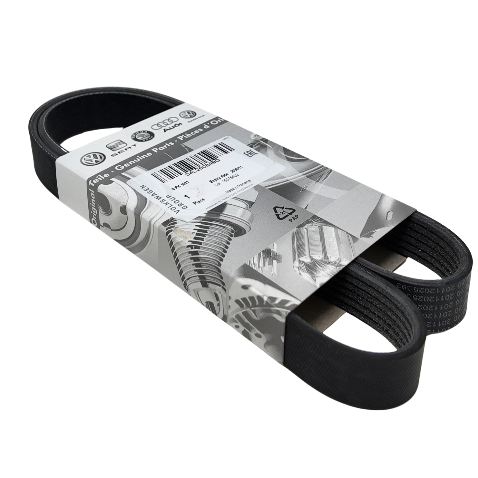 Correa trapecial poli-V grupo VAG | 6 nervaduras, 1030 mm (04L260849G)