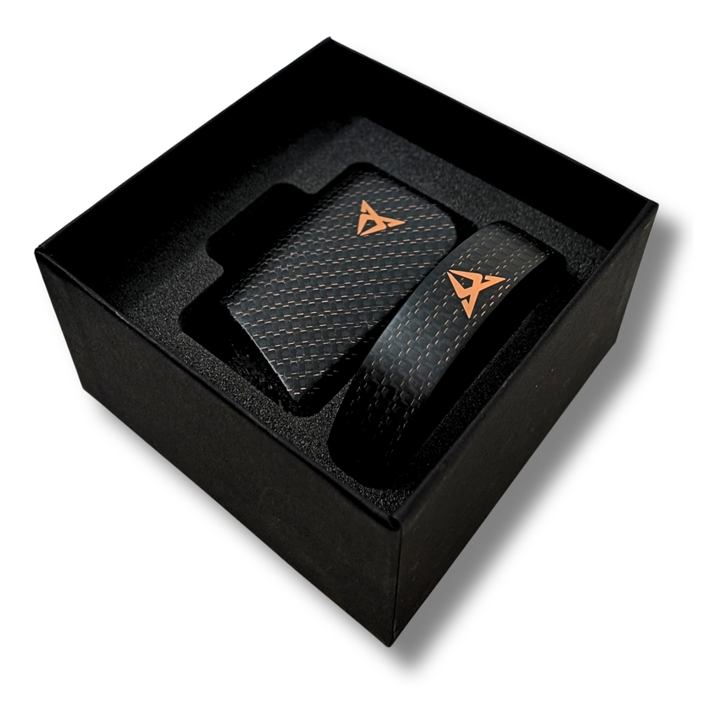 Pulsera+cubrellaves carbono CUPRA | Fibra real, logo cobre (5FF087013K)