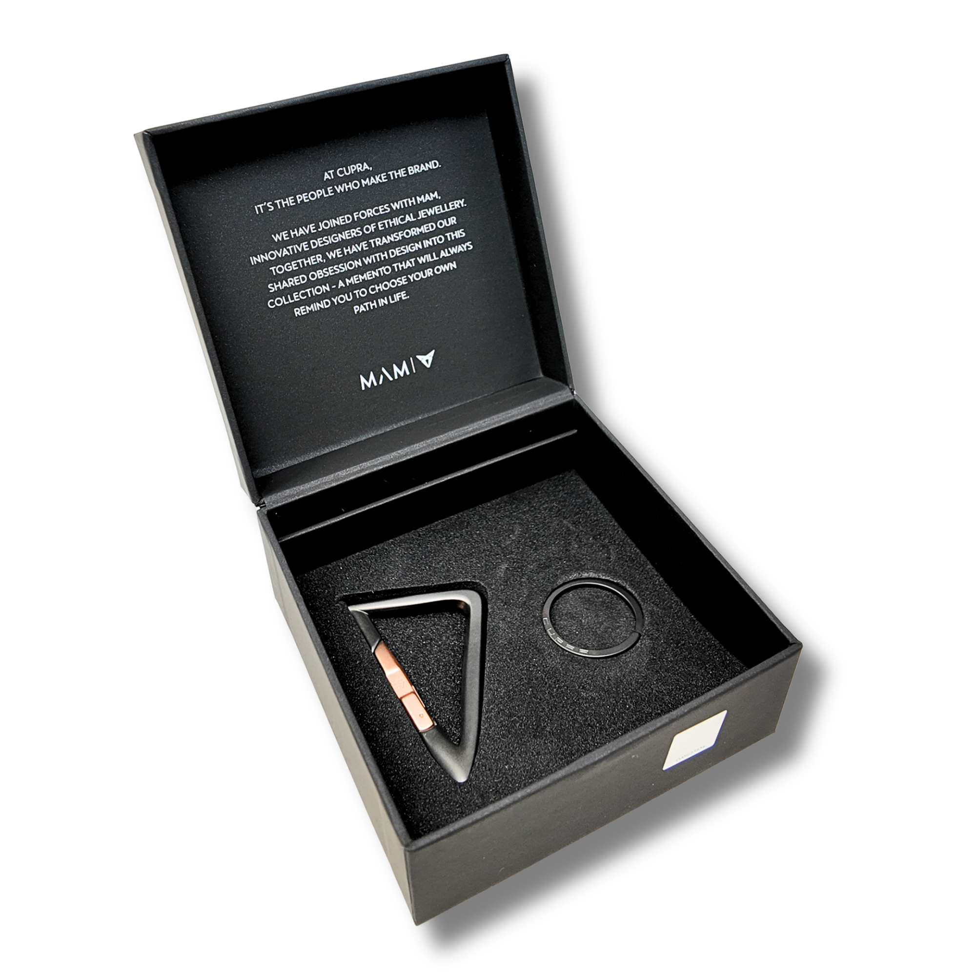 Estuche llavero triangular mate CUPRA | Caja presentación oficial MAMÍ (6H1050850N)