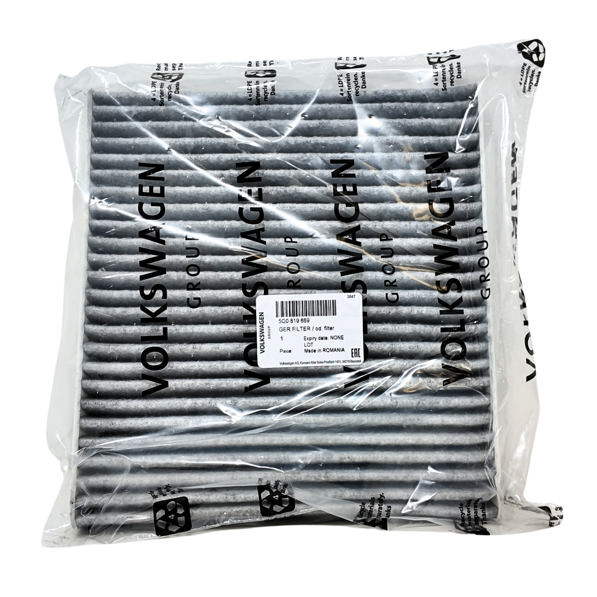 Filtro de habitáculo original VAG | Volkswagen, Seat, Audi y Skoda (5Q0819669)
