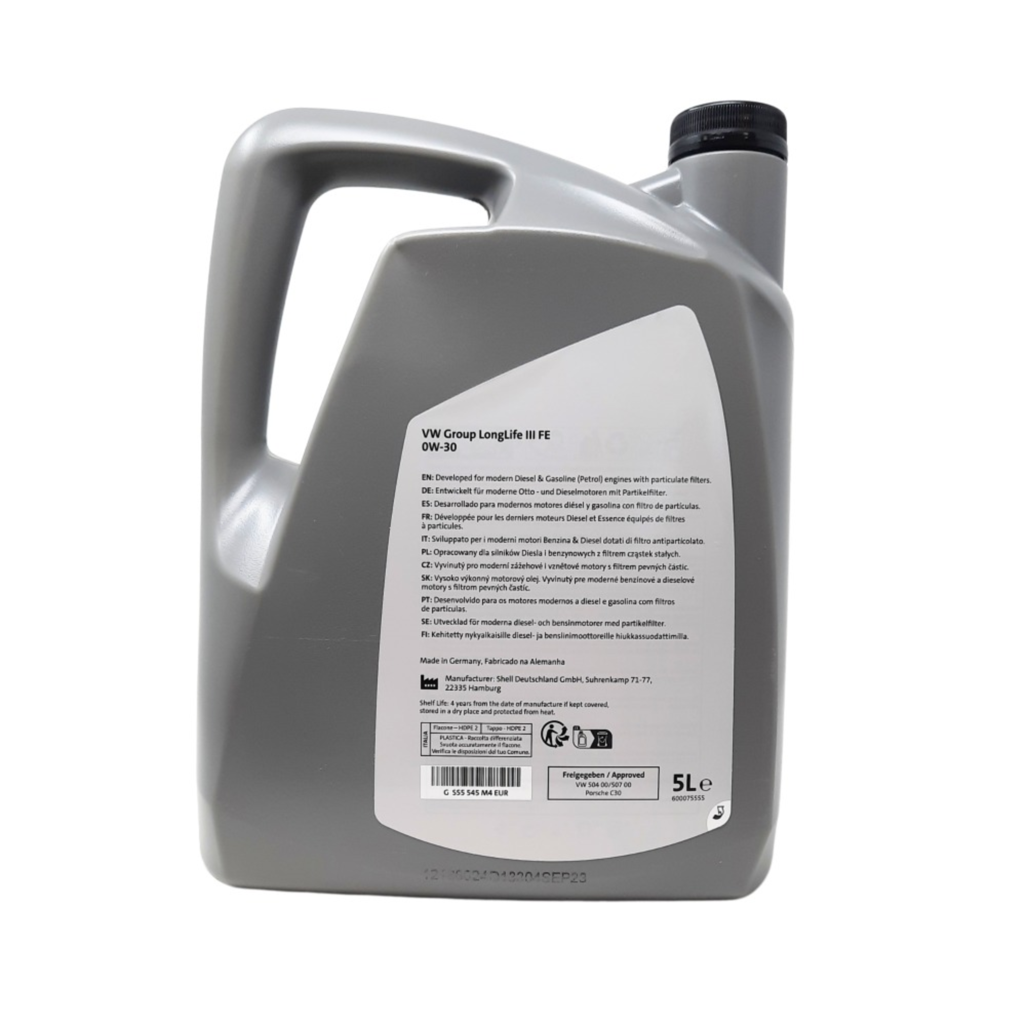 Garrafa 5L aceite motor 0W30 LongLife III Grupo VAG,