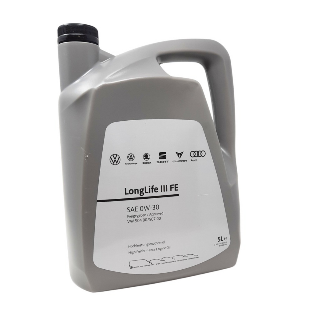 Garrafa 5L aceite motor 0W30 LongLife III Grupo VAG, especificaciones VW 504.00 y 507.00