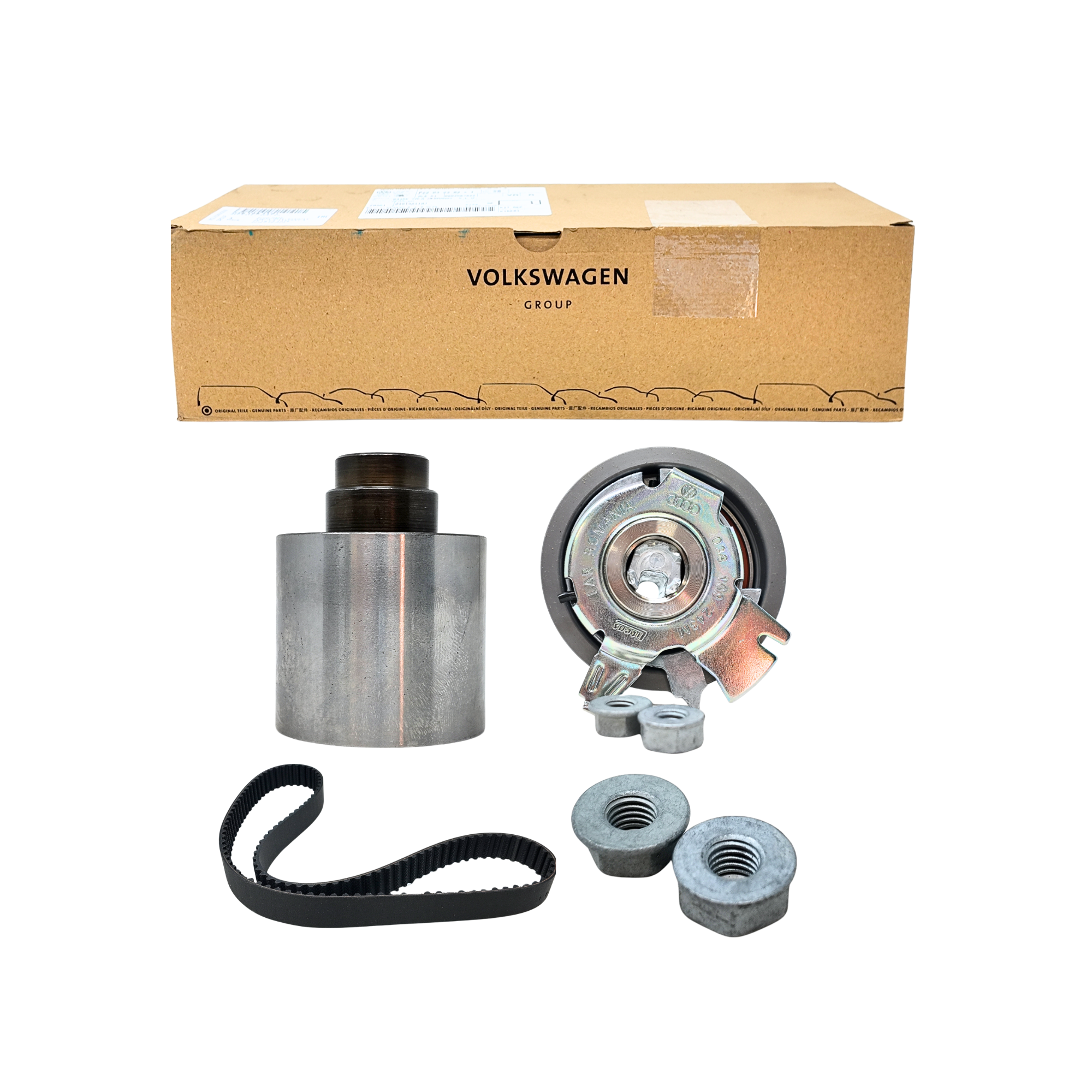 Kit de reparación correa dentada Grupo VAG | rodillo tensor y tensores OEM (038198119J)