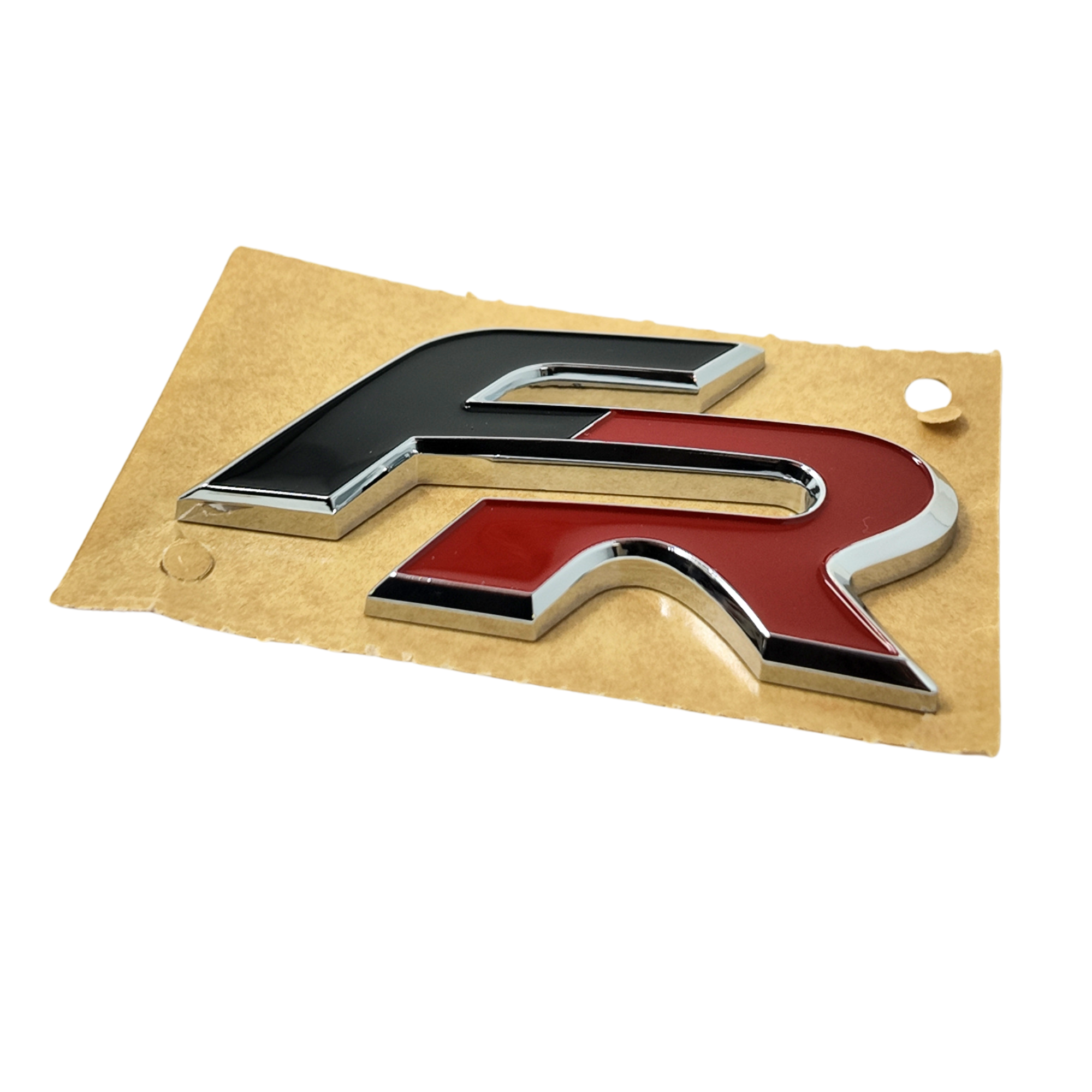 Logo SEAT FR portón trasero | diseño Fórmula Racing, cromo rojo/negro (5F0853670KTP)