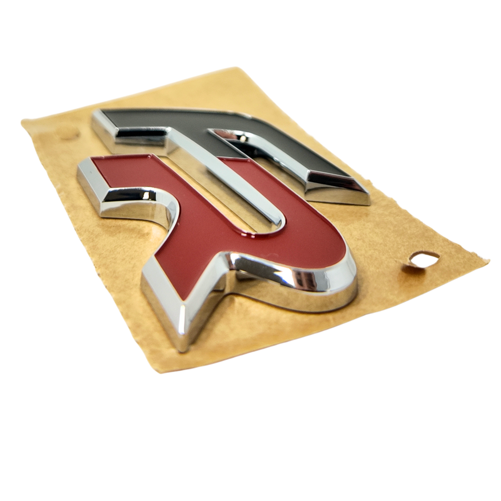 Logo SEAT FR portón trasero | diseño Fórmula Racing, cromo rojo/negro (5F0853670KTP)