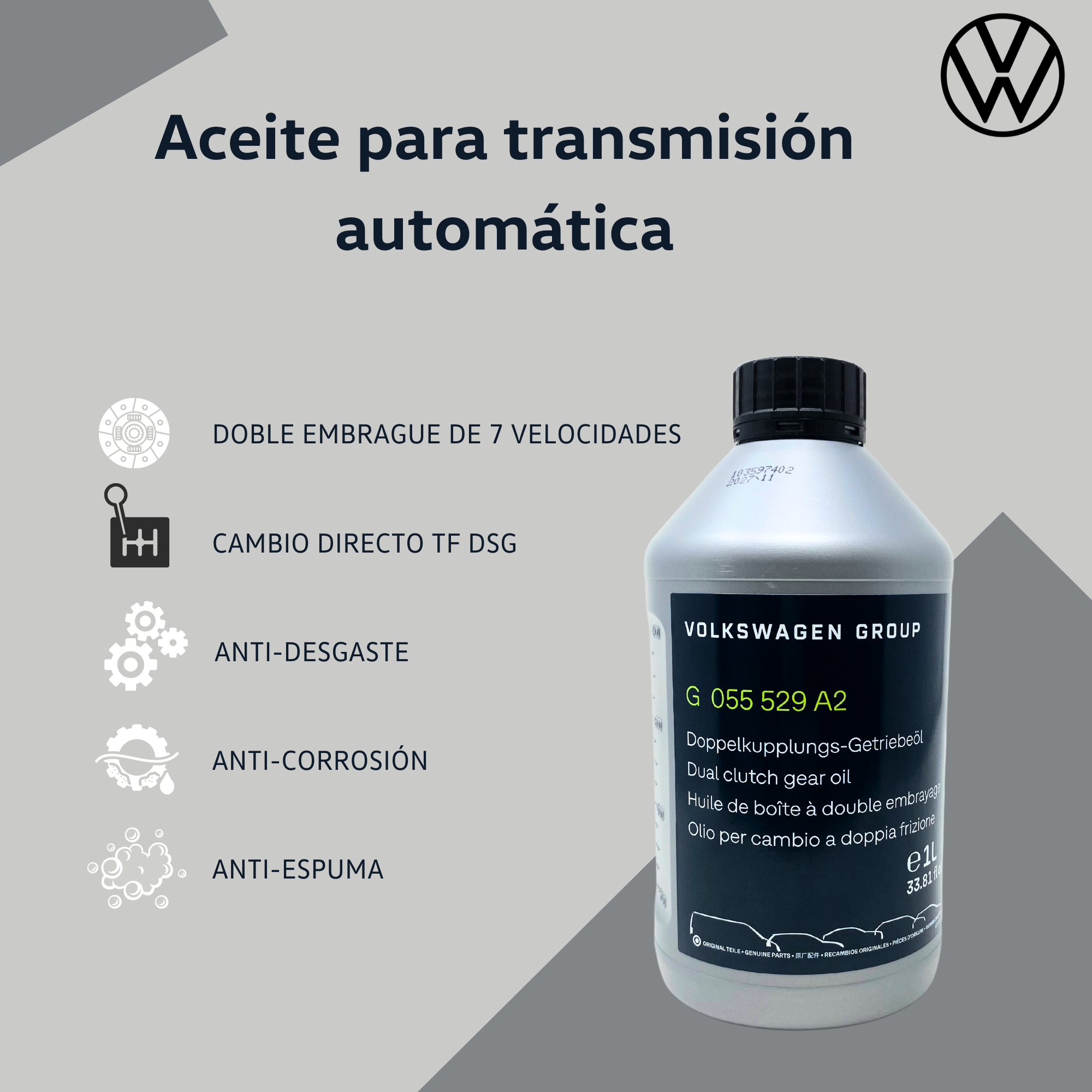 Lubricante G055529A2 original VW engranajes DSG 7 velocidades. SEAT CUPRA Audi VW