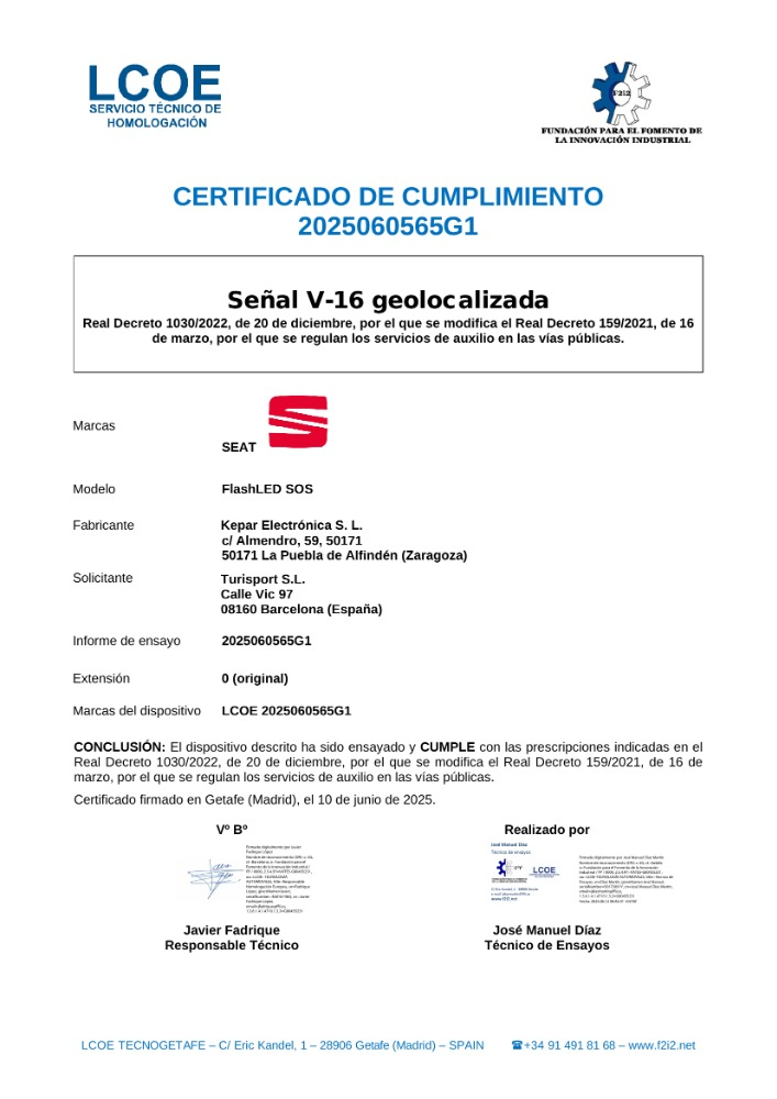 Luz V16 SEAT conectada a la plataforma DGT 3.0