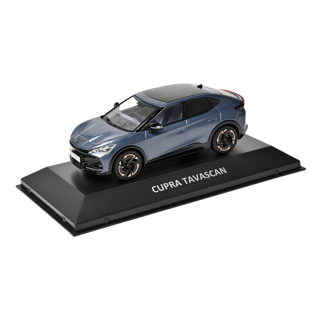 Miniatura CUPRA Tavascan 1:43 original en azul metalizado (5FL099300).
​

