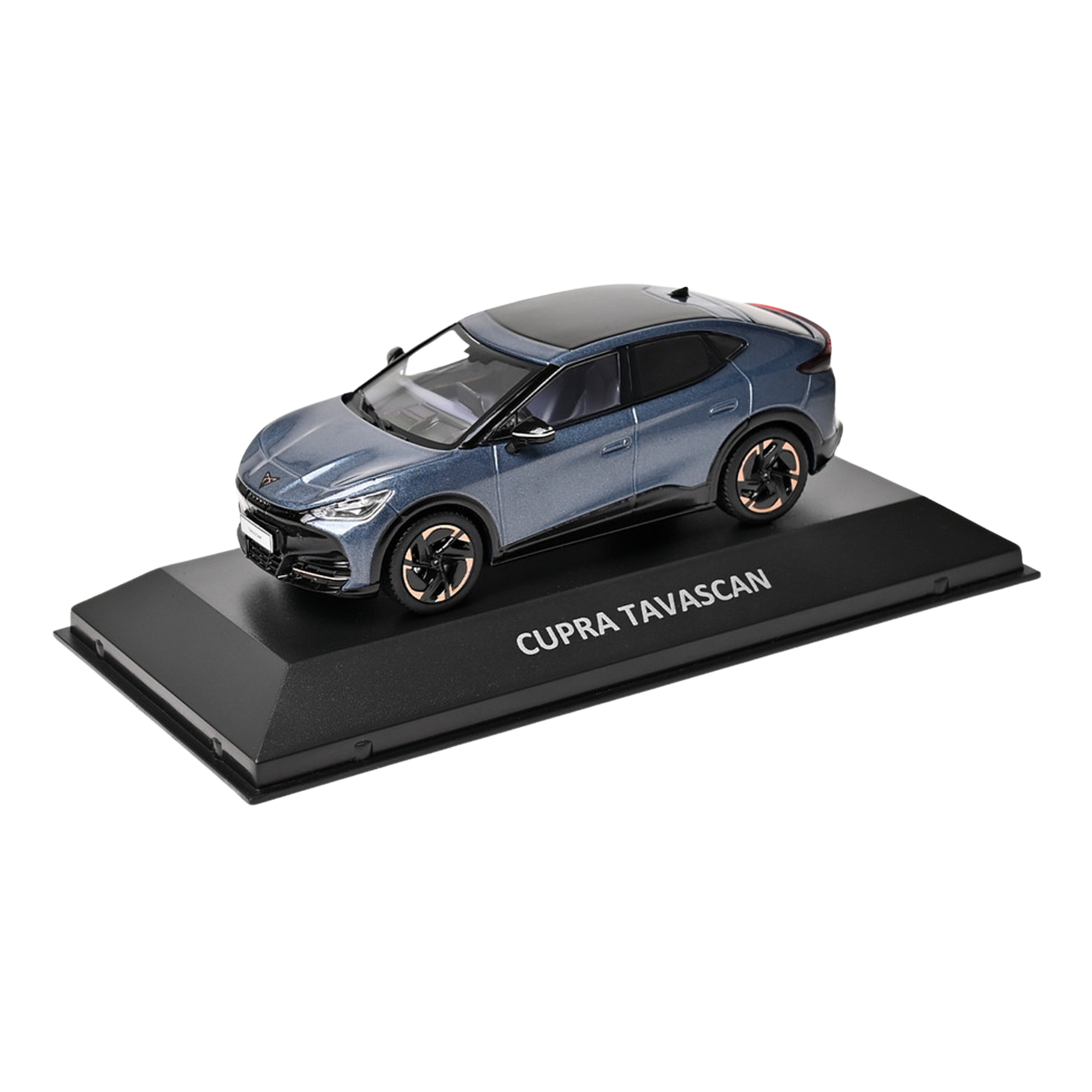 Miniatura CUPRA Tavascan 1:43 original en azul metalizado (5FL099300).
​

