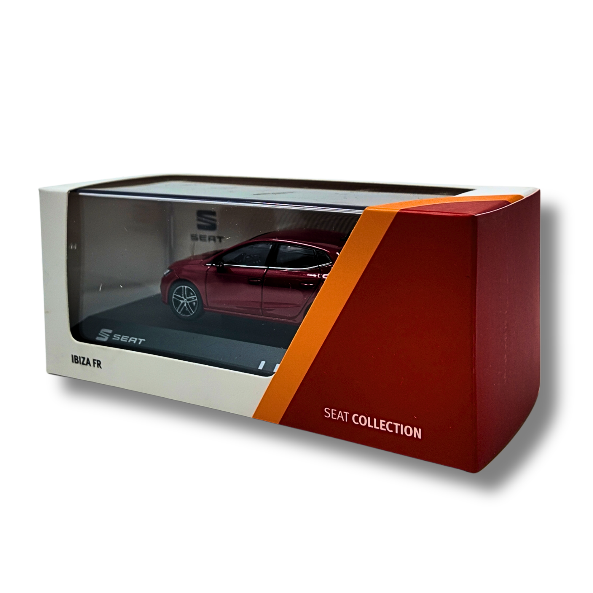 Miniatura SEAT Ibiza FR | Escala 1:43, metal y plástico, ruedas móviles, rojo/gris (6H1099300HAQ)