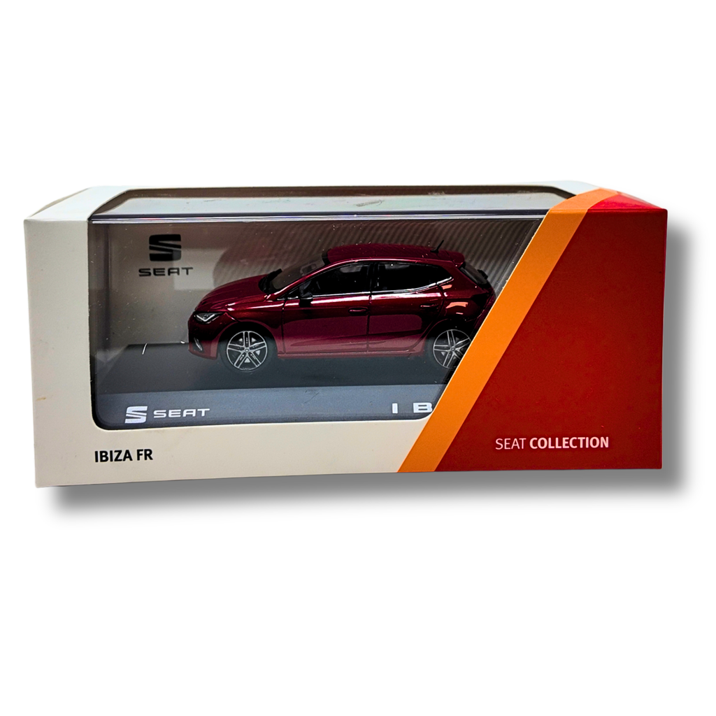 Miniatura SEAT Ibiza FR | Escala 1:43, metal y plástico, ruedas móviles, rojo/gris (6H1099300HAQ)