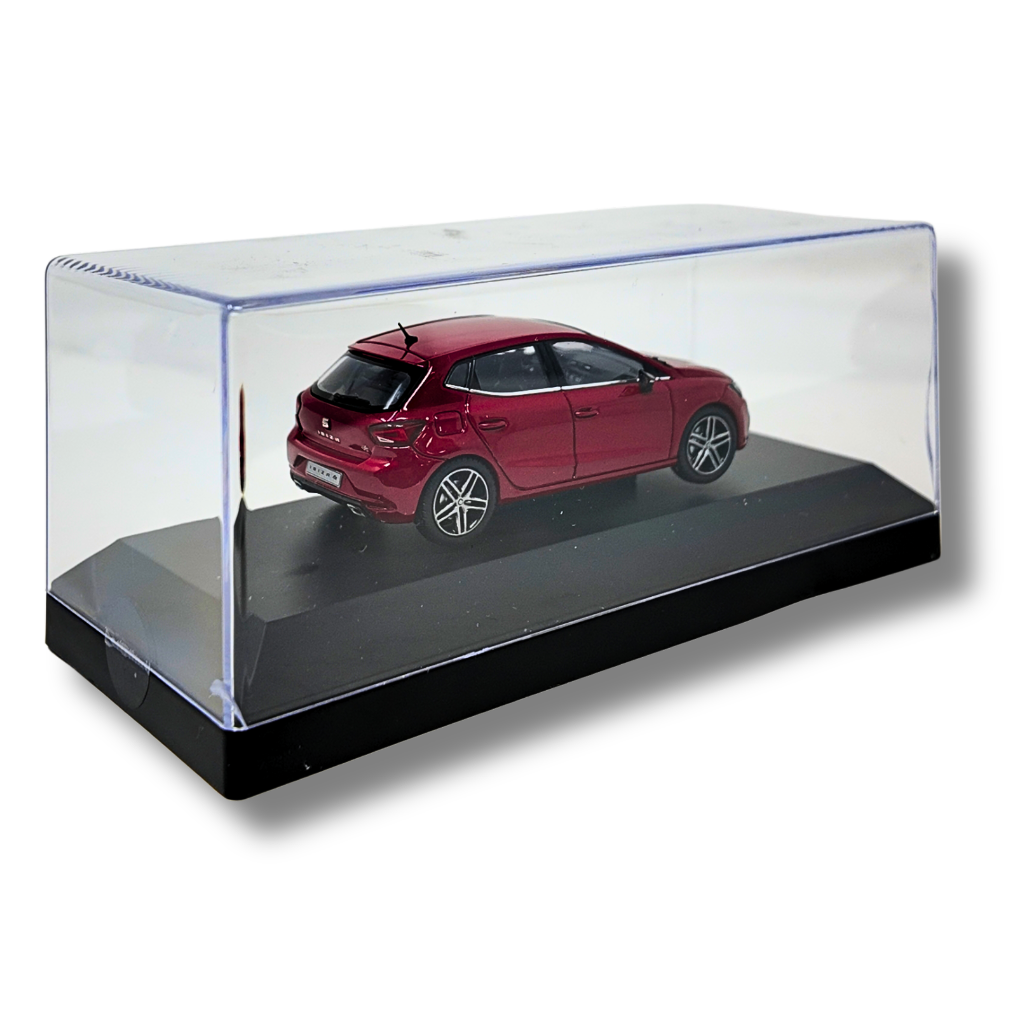Miniatura SEAT Ibiza FR | Escala 1:43, metal y plástico, ruedas móviles, rojo/gris (6H1099300HAQ)