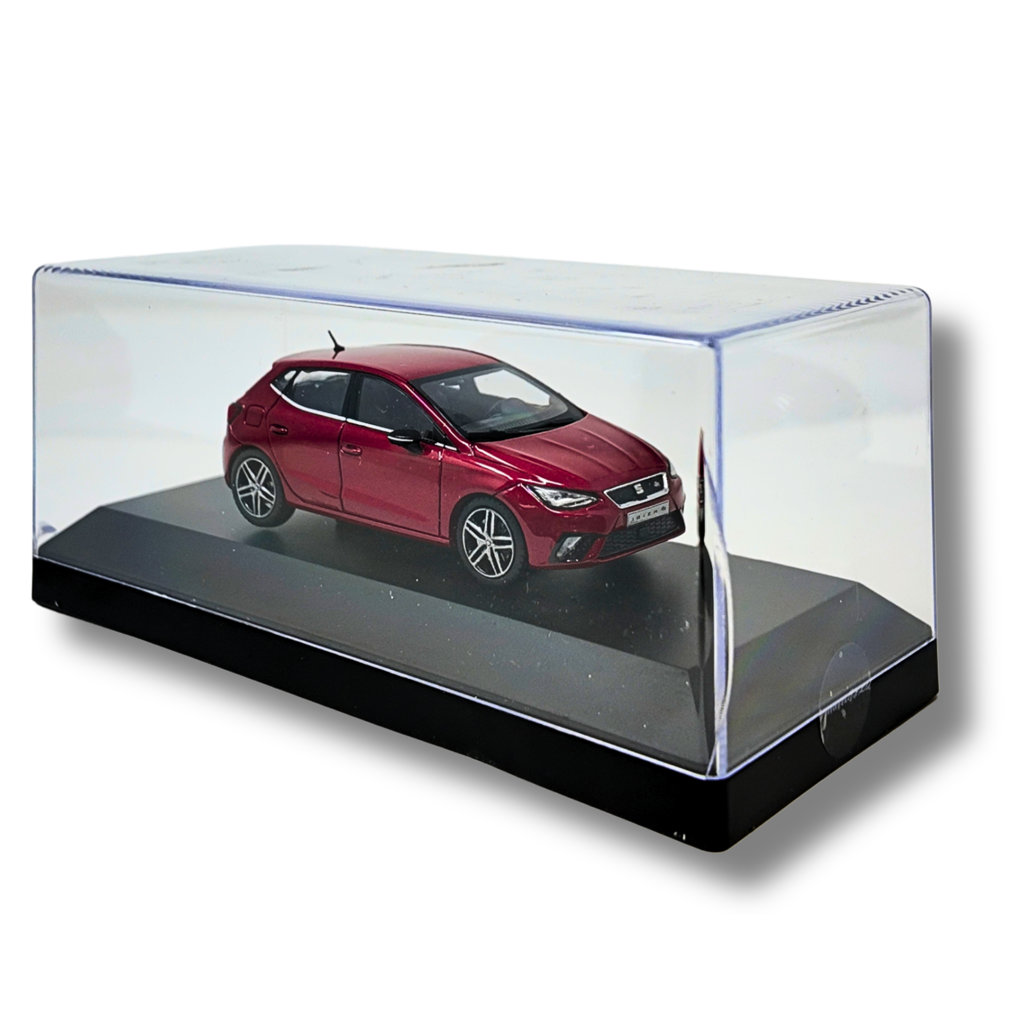 Miniatura SEAT Ibiza FR | Escala 1:43, metal y plástico, ruedas móviles, rojo/gris (6H1099300HAQ)