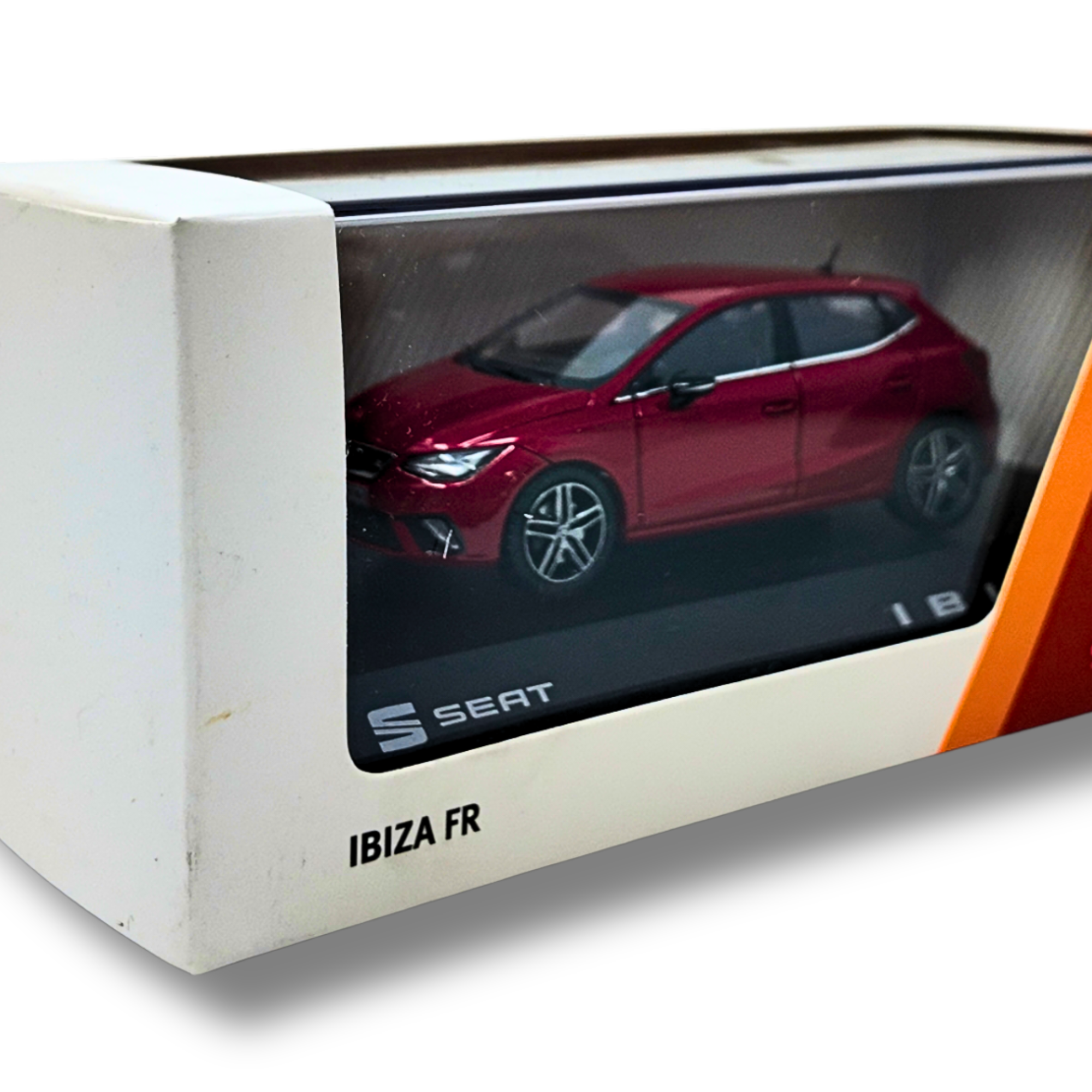 Miniatura SEAT Ibiza FR | Escala 1:43, metal y plástico, ruedas móviles, rojo/gris (6H1099300HAQ)