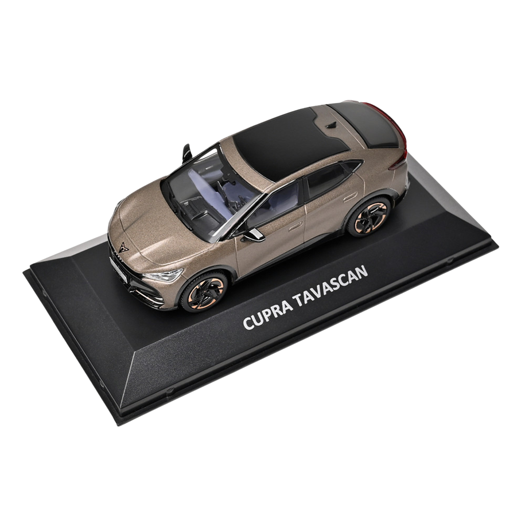 Modelo a escala 1:43 del CUPRA Tavascan bronce para coleccionismo y exhibición.