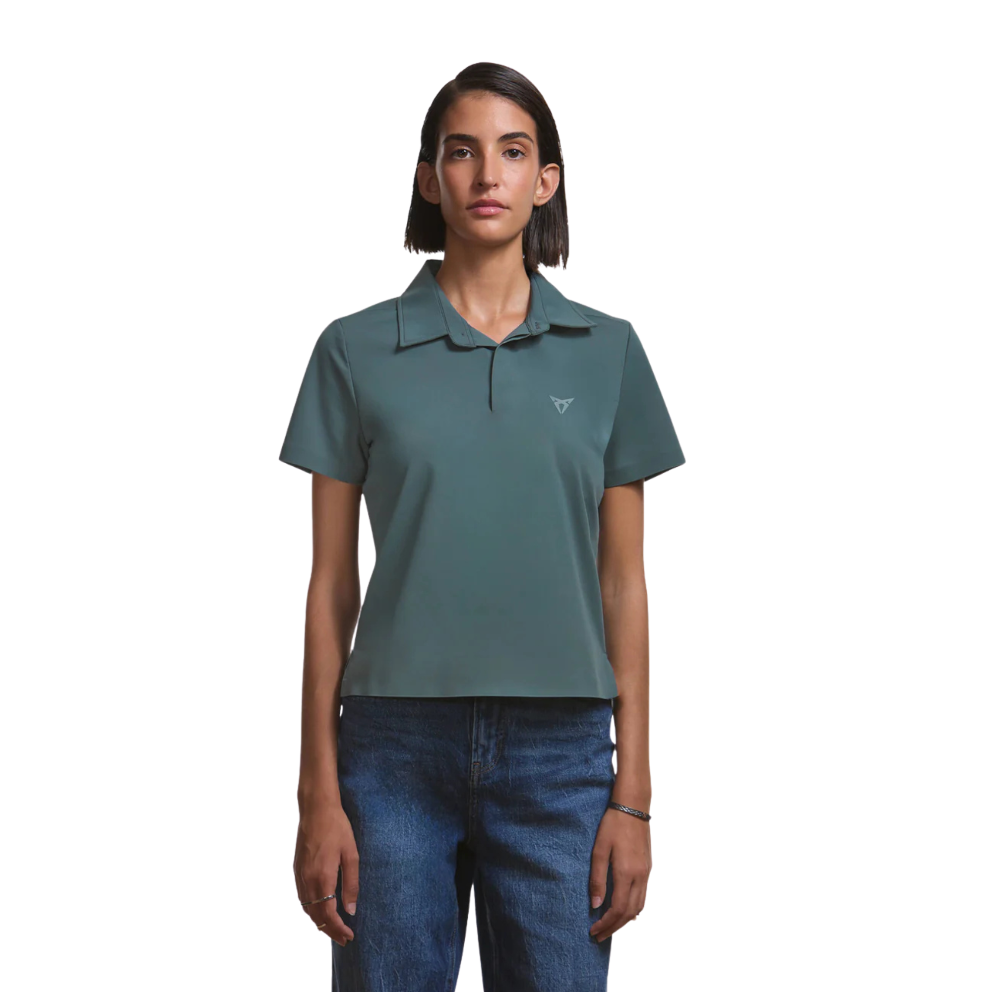 Polo técnico CUPRA Slim Fit | Mujer Gris Enceladus, nylon elástico 80%