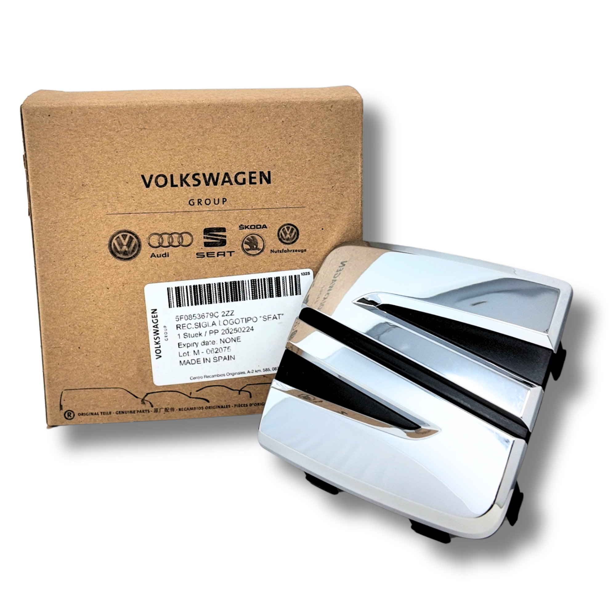 Símbolo S delantero brillante SEAT León Ibiza Arona | Original (5F0853679C2ZZ)