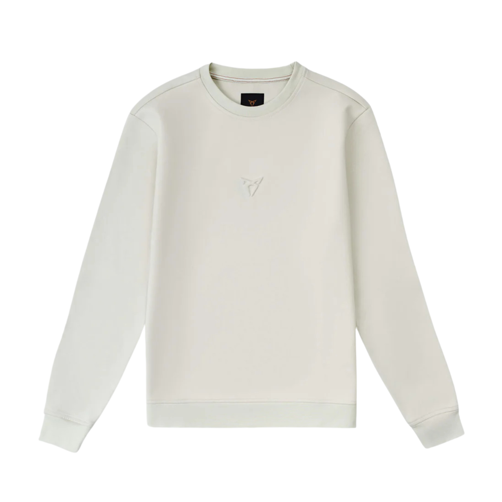 Sudadera embossed CUPRA | Unisex Beige Taiga, logo relieve, 85% algodón orgánico