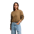Sudadera cropped CUPRA | Mujer, Marrón Tobacco, logo embossed, algodón orgánico 85%
