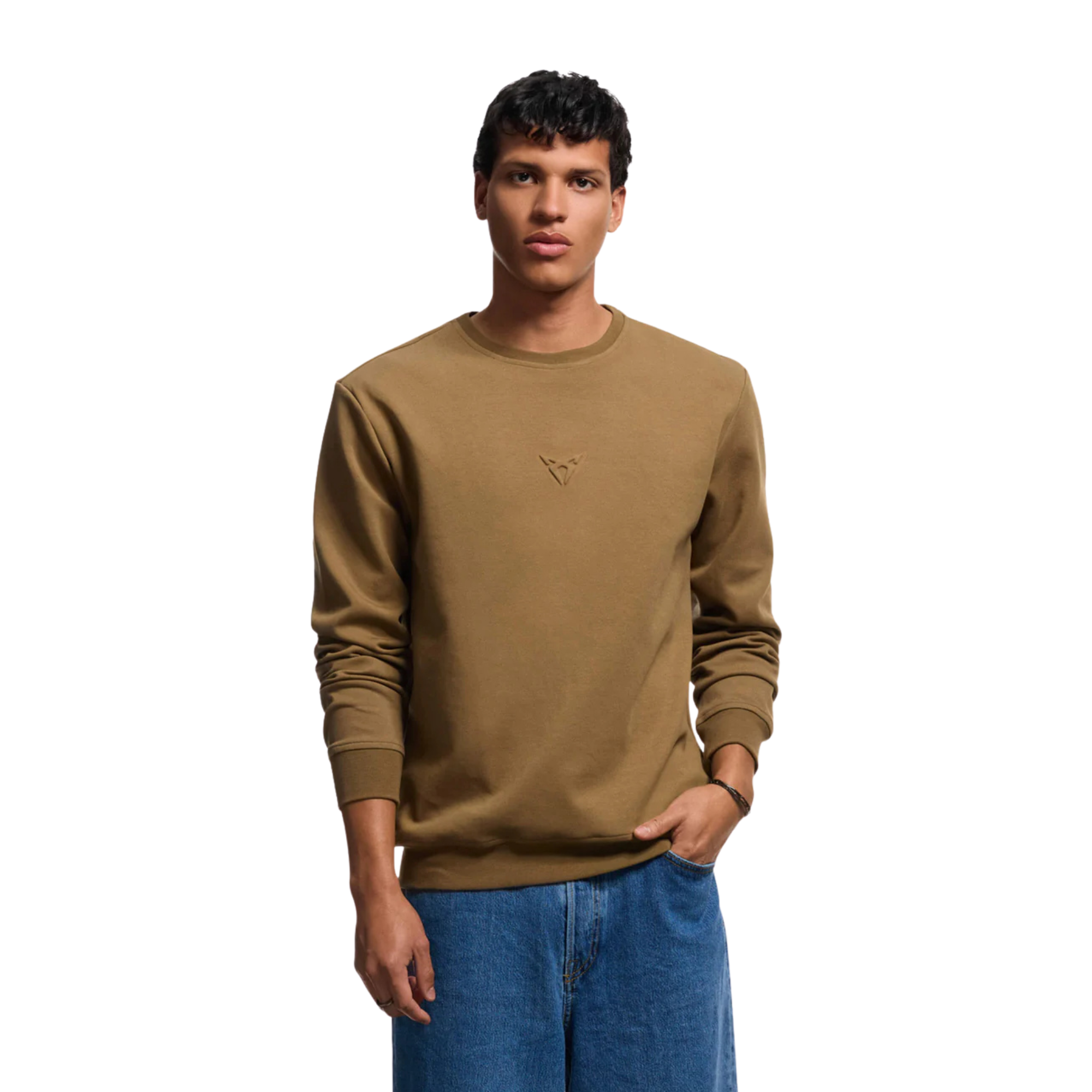 Sudadera embossed CUPRA | Unisex Marrón Tobacco, logo relieve, 85% algodón orgánico