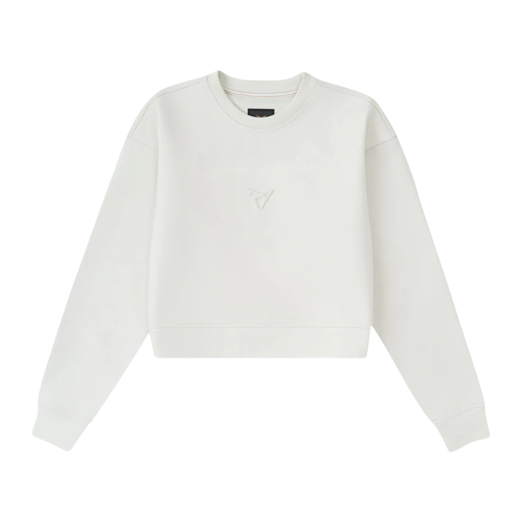 Sudadera cropped CUPRA | Mujer Beige Taiga, logo embossed, algodón orgánico 85%