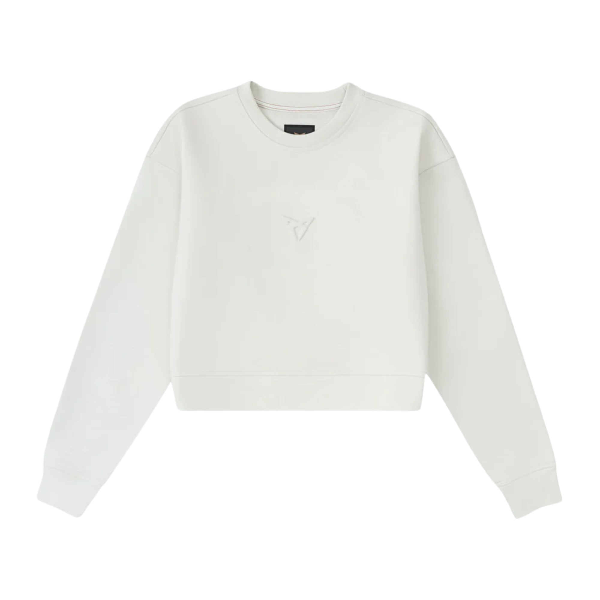 Sudadera cropped CUPRA | Mujer Beige Taiga, logo embossed, algodón orgánico 85%
