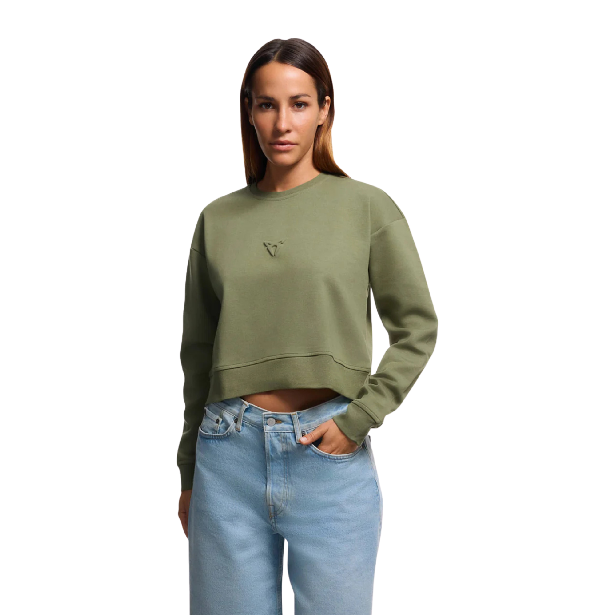 Sudadera cropped CUPRA | Mujer, Verde Río, logo embossed, algodón orgánico 85%