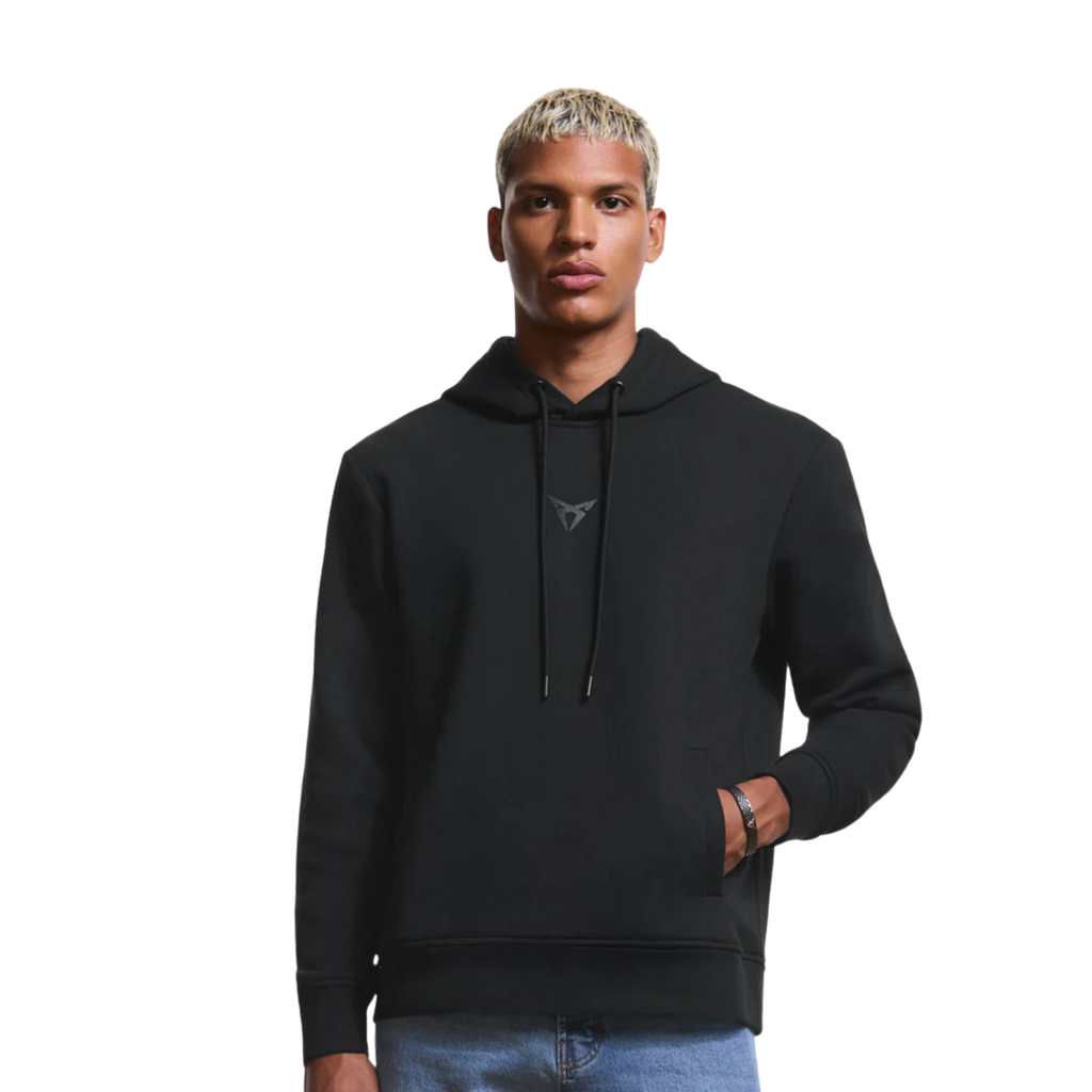 Sudadera con capucha CUPRA unisex negra | Hoodie algodón orgánico tallas XS-XXL