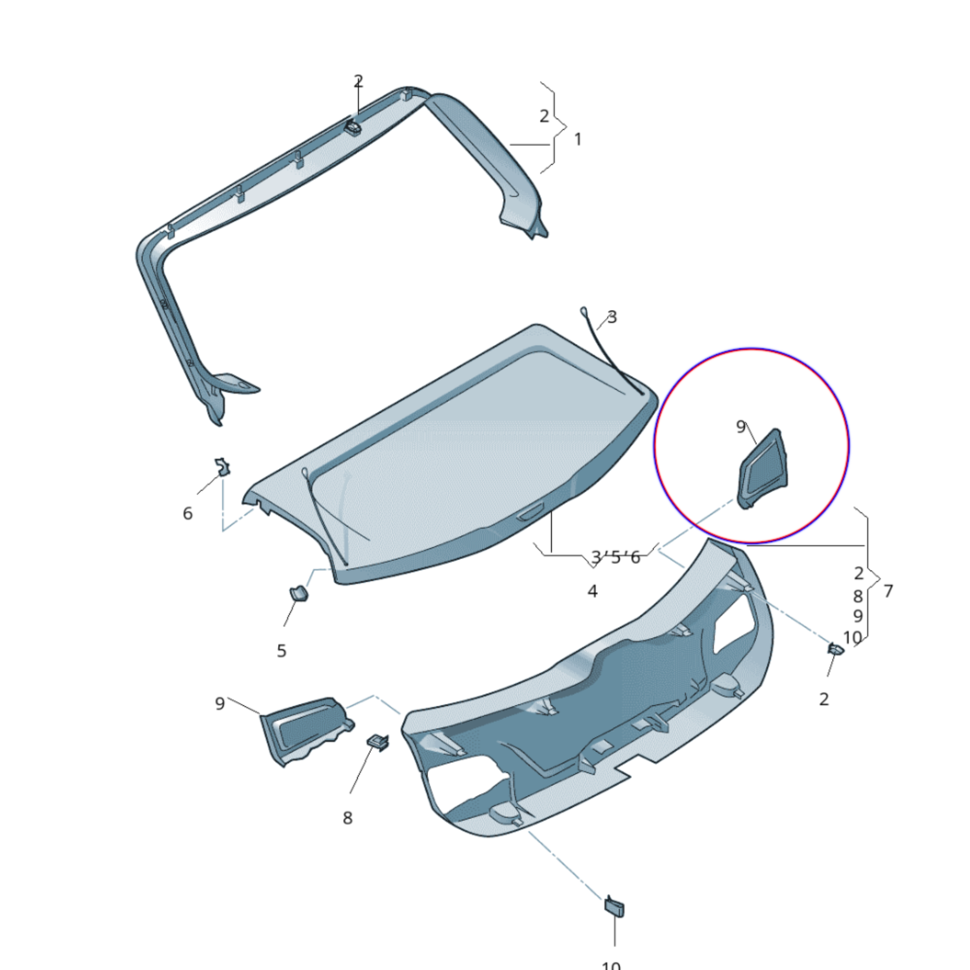 Tapa lateral derecha para maletero/portón SEAT León III 5F con ajuste OEM.