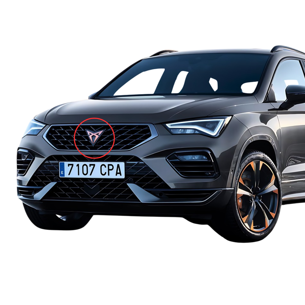 Emblema parrilla delantera CUPRA Ateca | Logo cobre y carbono, original (575853679JRZH)